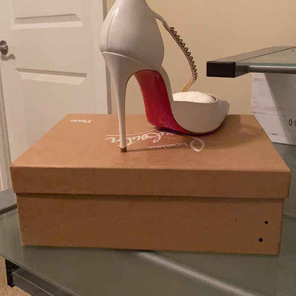 White Spike Cross Christian Loubotin Heels - Picture 3 of 7